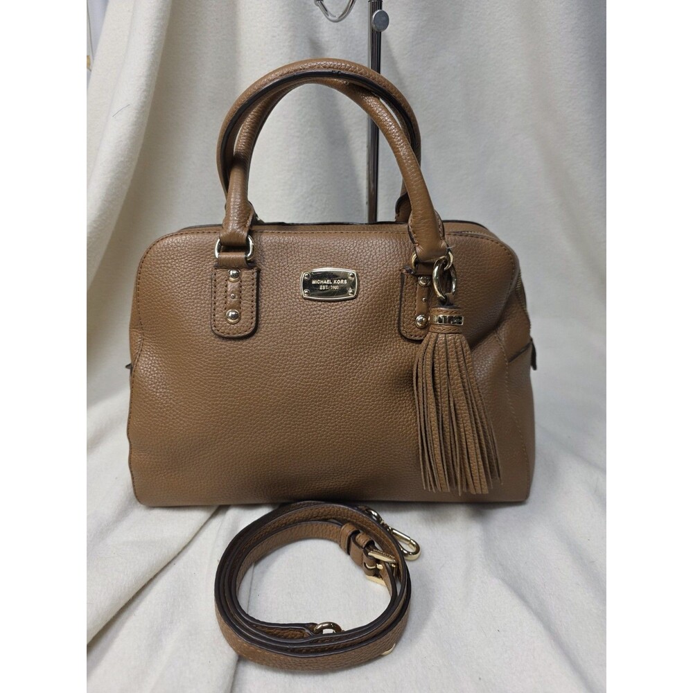 Michael Kors Cow Leather Medium Satchel Caramel/Tan Purse Hand Bag Crossbody